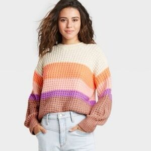 Universal Thread Colorful Striped Crew Neck Sweater